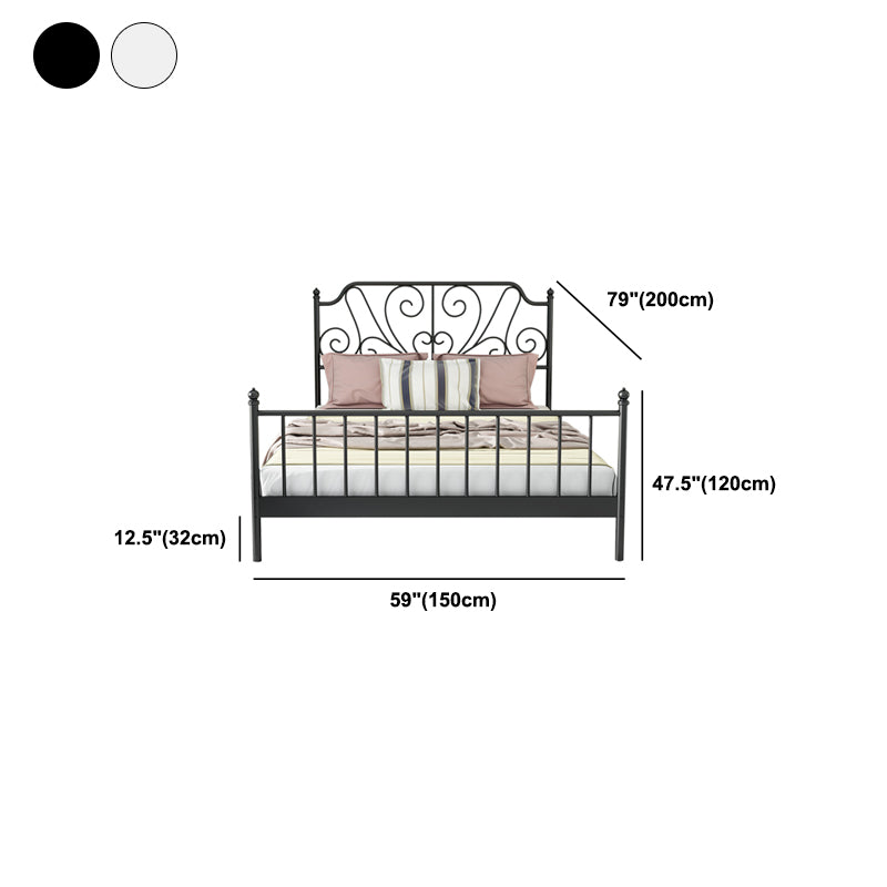 Modern Style Metal Bed Including Headboard Open-Frame Bed in Black/White