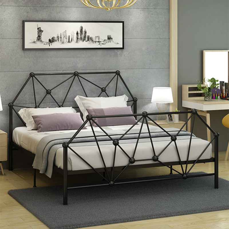 Contemporary Iron Bed Frame 39.76" H Wire-Grid Open-Frame Bed