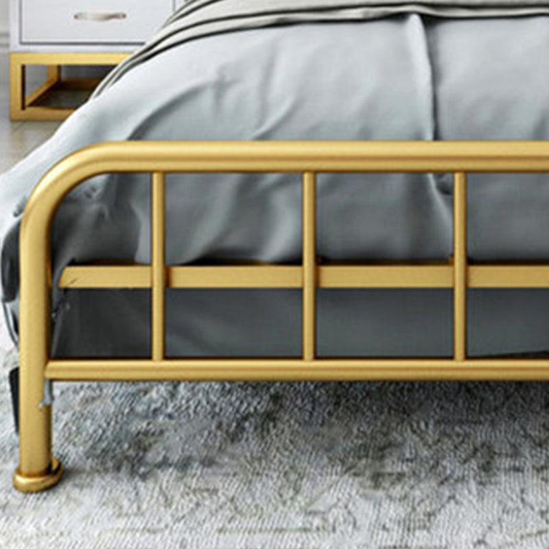 Contemporary Minimalist Bed with Open Frame Headboard Metal Bed Frame