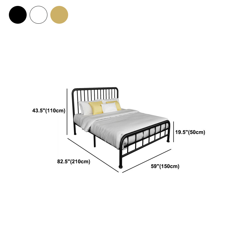 Contemporary Minimalist Bed with Open Frame Headboard Metal Bed Frame