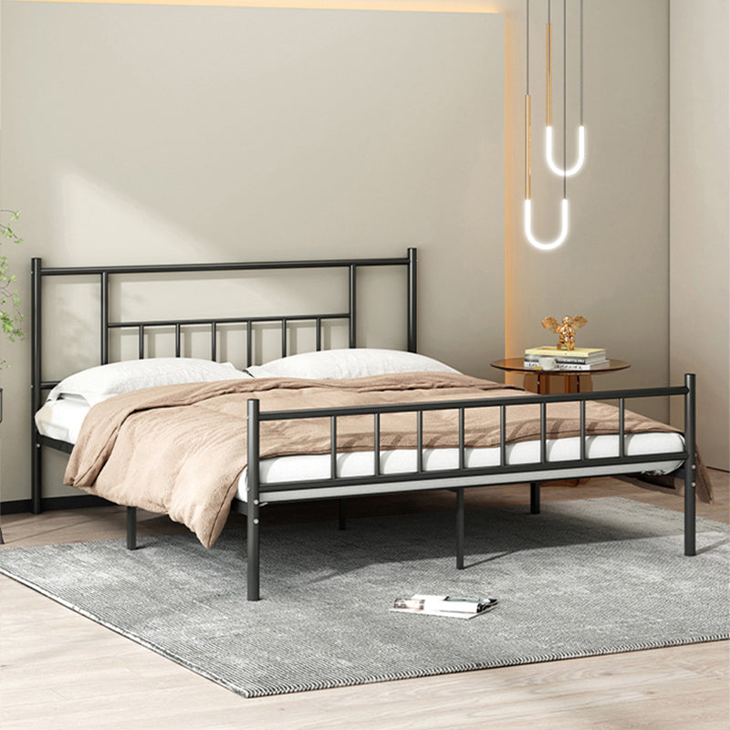 Contemporary Metal Standard Bed, Open-Frame Rectangular Headboard Bed