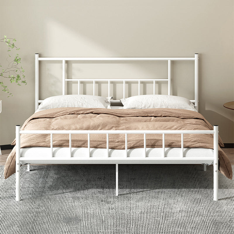 Contemporary Metal Standard Bed, Open-Frame Rectangular Headboard Bed