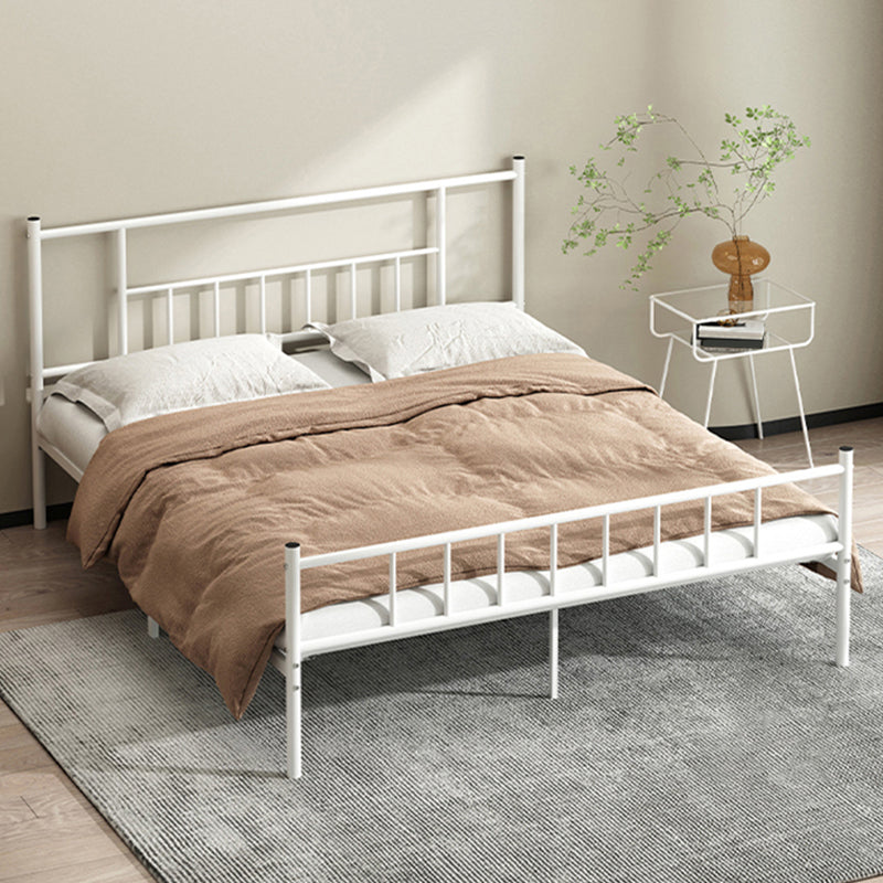 Contemporary Metal Standard Bed, Open-Frame Rectangular Headboard Bed