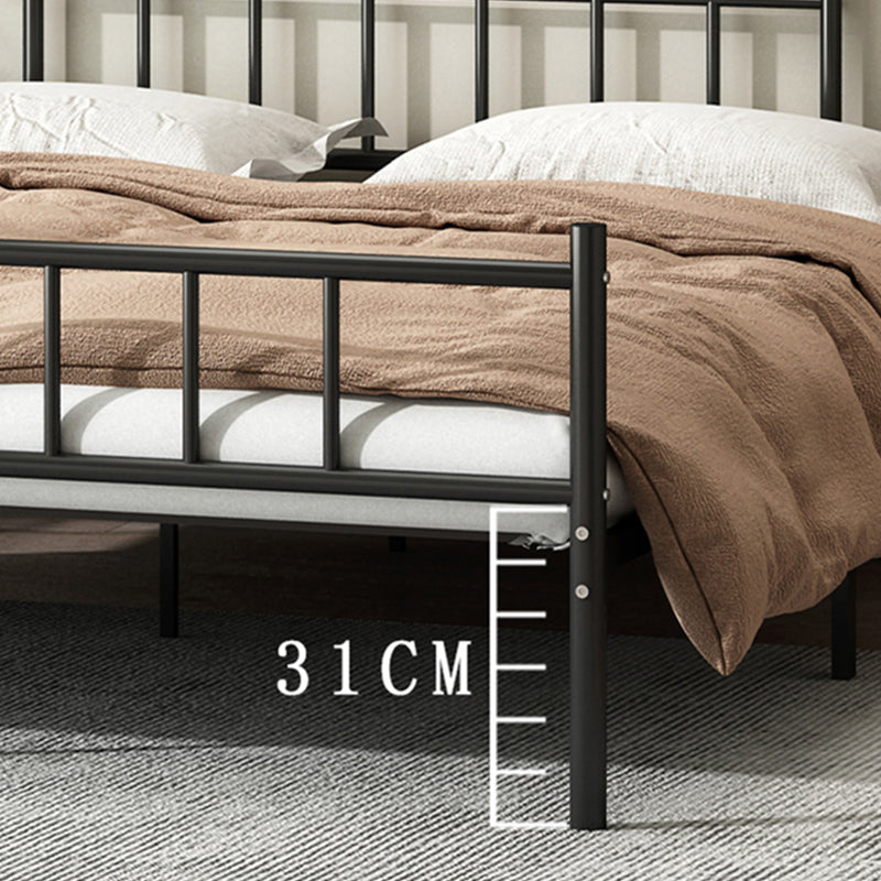 Contemporary Metal Standard Bed, Open-Frame Rectangular Headboard Bed