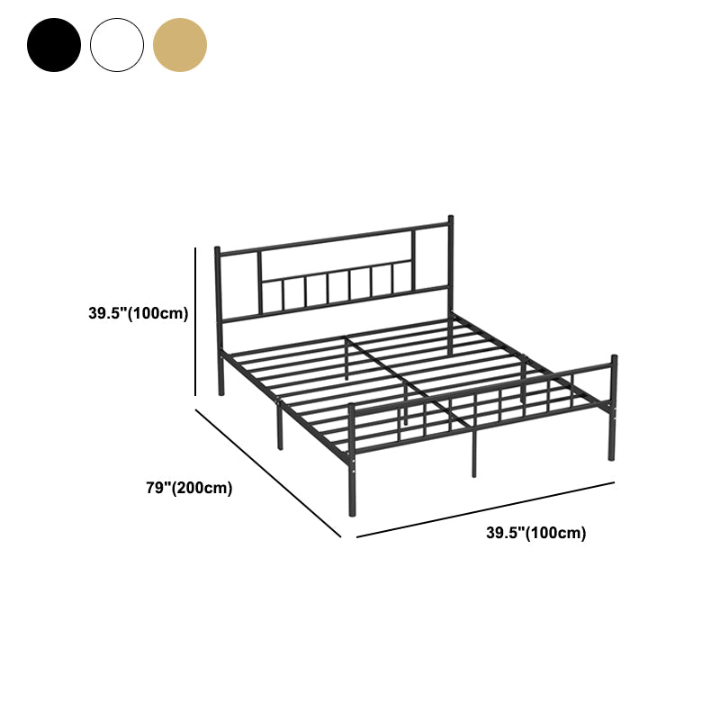Contemporary Metal Standard Bed, Open-Frame Rectangular Headboard Bed