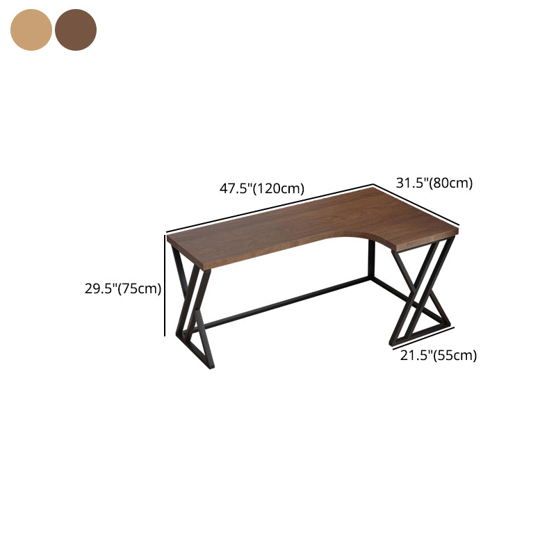 L-Shape Industrial Office Desk Solid Wood Fixed Writing Table