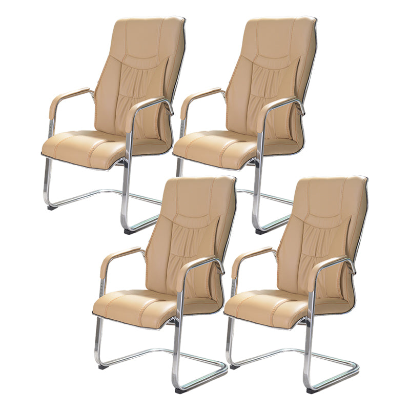 Modern style Task Chair Faux Leather No Wheels Office Chair with Fixed Arms