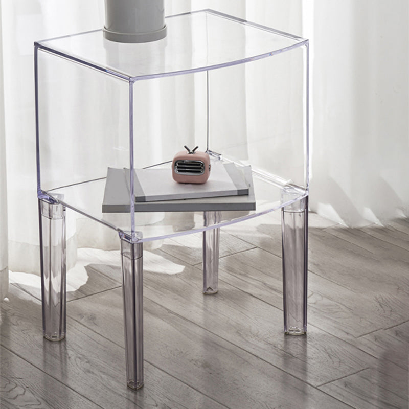 Modern Bed Cabinet Acrylic Open Storage Legs Included Bed Nightstand