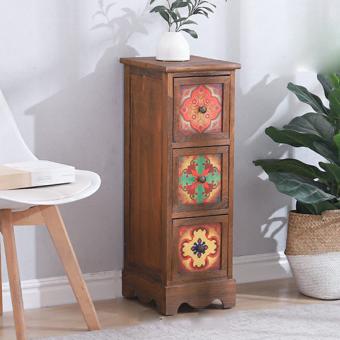 Traditional Brown Storage Chest Vertical Lingerie Chest with Drawers