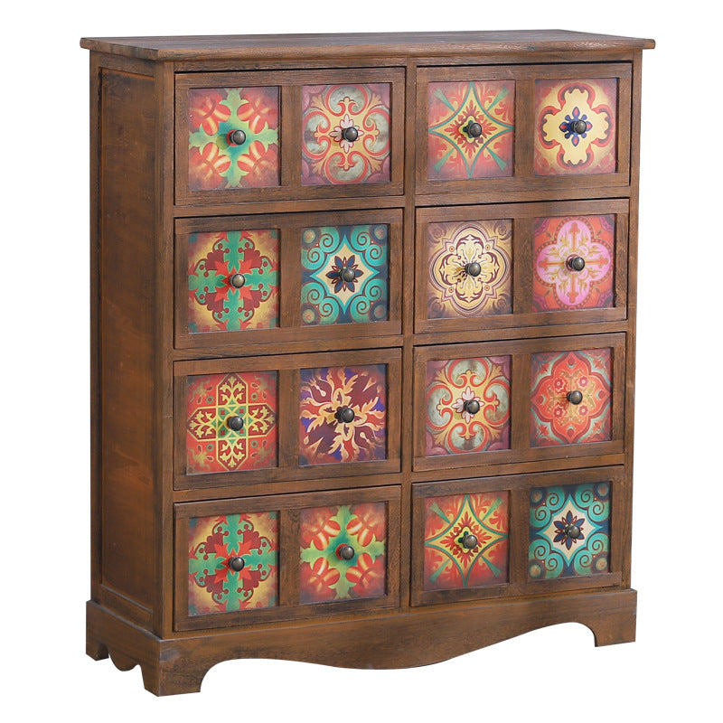 Traditional Brown Storage Chest Vertical Lingerie Chest with Drawers