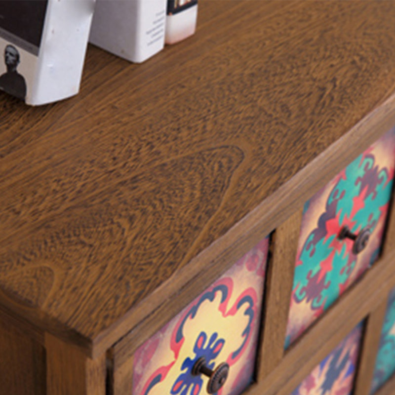 Traditional Brown Storage Chest Vertical Lingerie Chest with Drawers