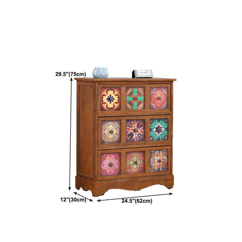 Traditional Brown Storage Chest Vertical Lingerie Chest with Drawers