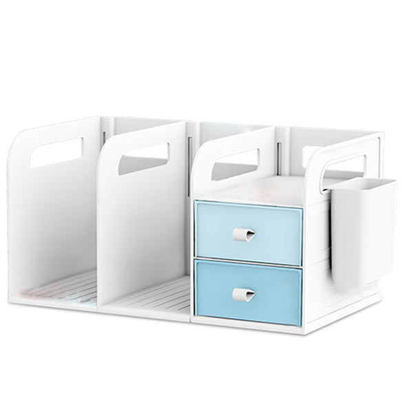 Modern Standard Plastic Bookcase Closed Back Bookshelf for Desk