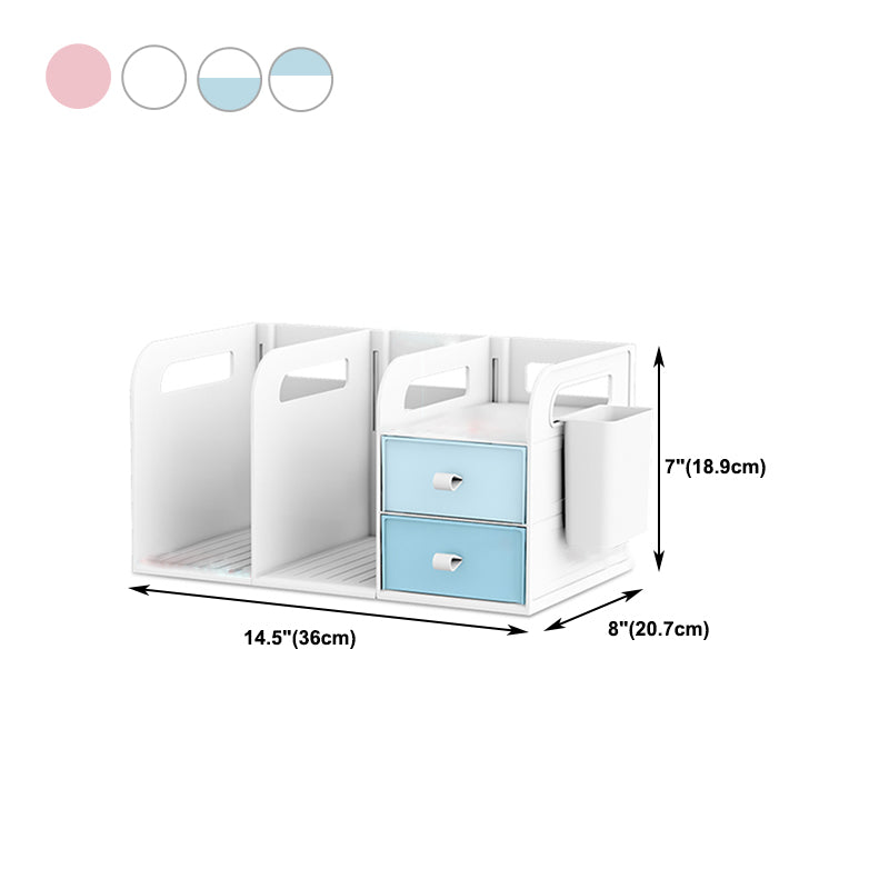 Modern Standard Plastic Bookcase Closed Back Bookshelf for Desk