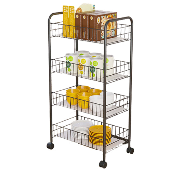 Modern Etagere Metal Bookcase Open Back Bookshelf for Balcony and Living Room