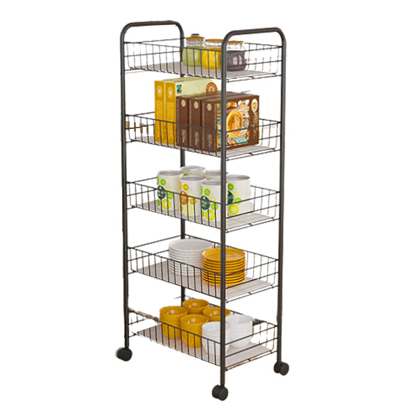 Modern Etagere Metal Bookcase Open Back Bookshelf for Balcony and Living Room
