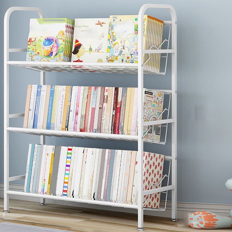 Modern Metal Bookcase Vertical Etagere Open Back Bookshelf in Burnish