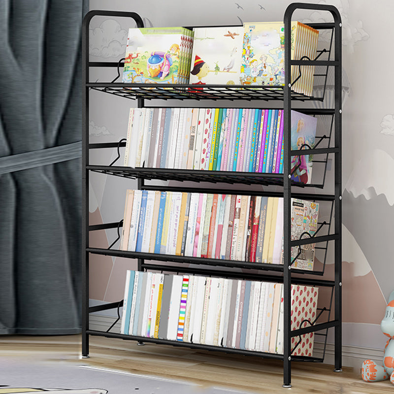 Modern Metal Bookcase Vertical Etagere Open Back Bookshelf in Burnish