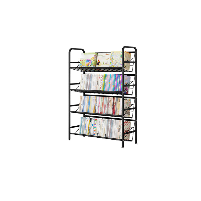 Modern Metal Bookcase Vertical Etagere Open Back Bookshelf in Burnish