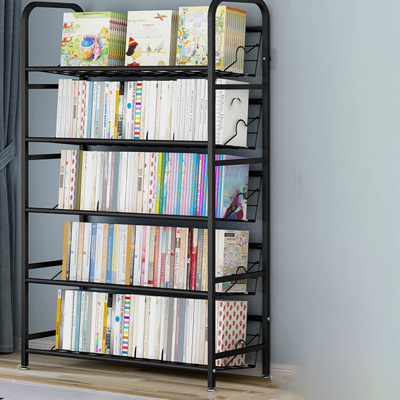 Modern Metal Bookcase Vertical Etagere Open Back Bookshelf in Burnish