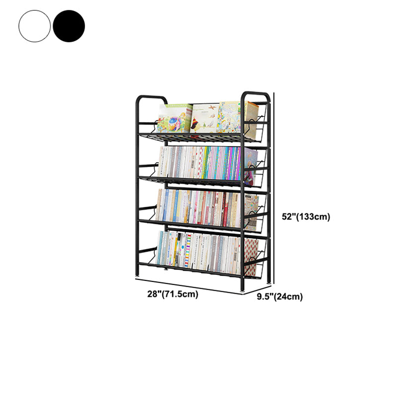 Modern Metal Bookcase Vertical Etagere Open Back Bookshelf in Burnish
