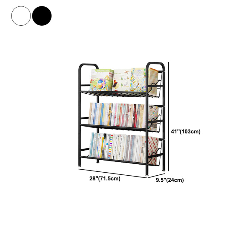 Modern Metal Bookcase Vertical Etagere Open Back Bookshelf in Burnish