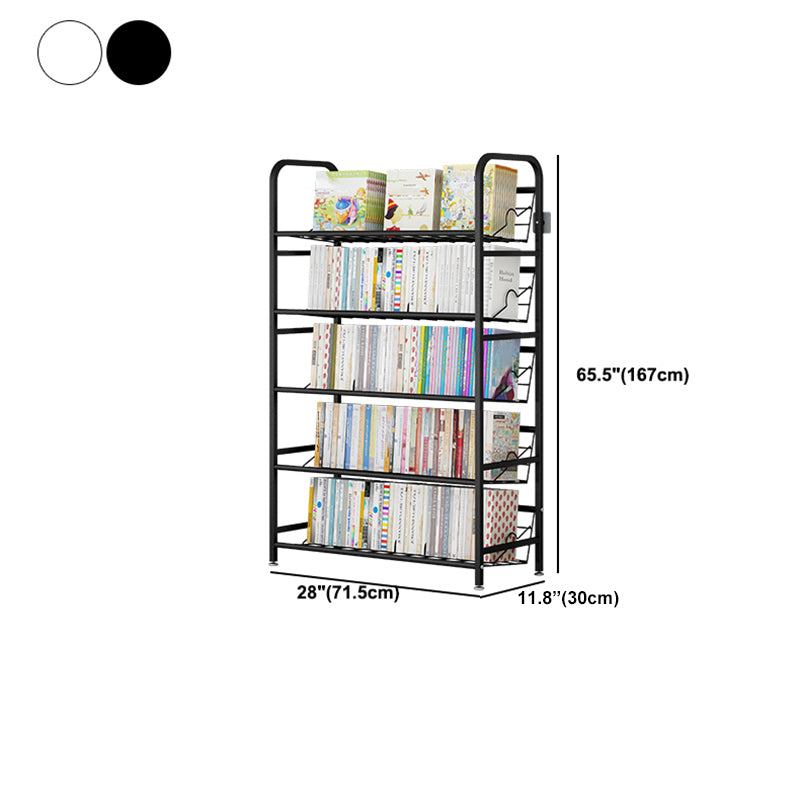 Modern Metal Bookcase Vertical Etagere Open Back Bookshelf in Burnish