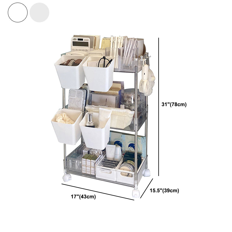 Modern Pure White Shelf Bookcase Etagere Plastic Bookcase Multi Tiers for Office