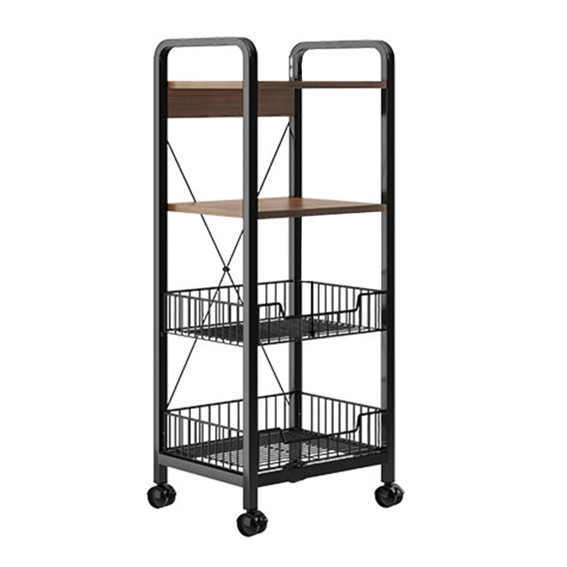 14.1" Wide Modern Bookcase Wood and Metal Multi Tiers Standard Shelf Bookcase for Office