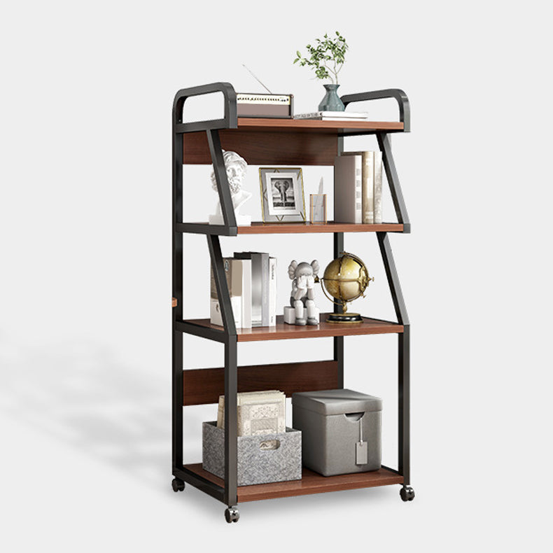 Ladder Wood and Metal Bookshelf, Multi Tiers Contemporary Bookcase for Living Room