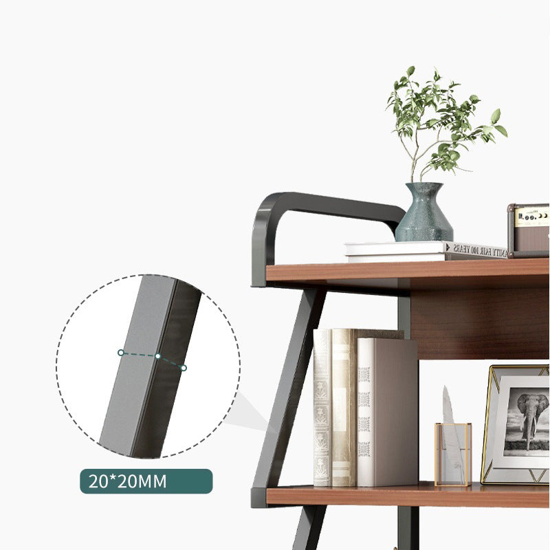 Ladder Wood and Metal Bookshelf, Multi Tiers Contemporary Bookcase for Living Room