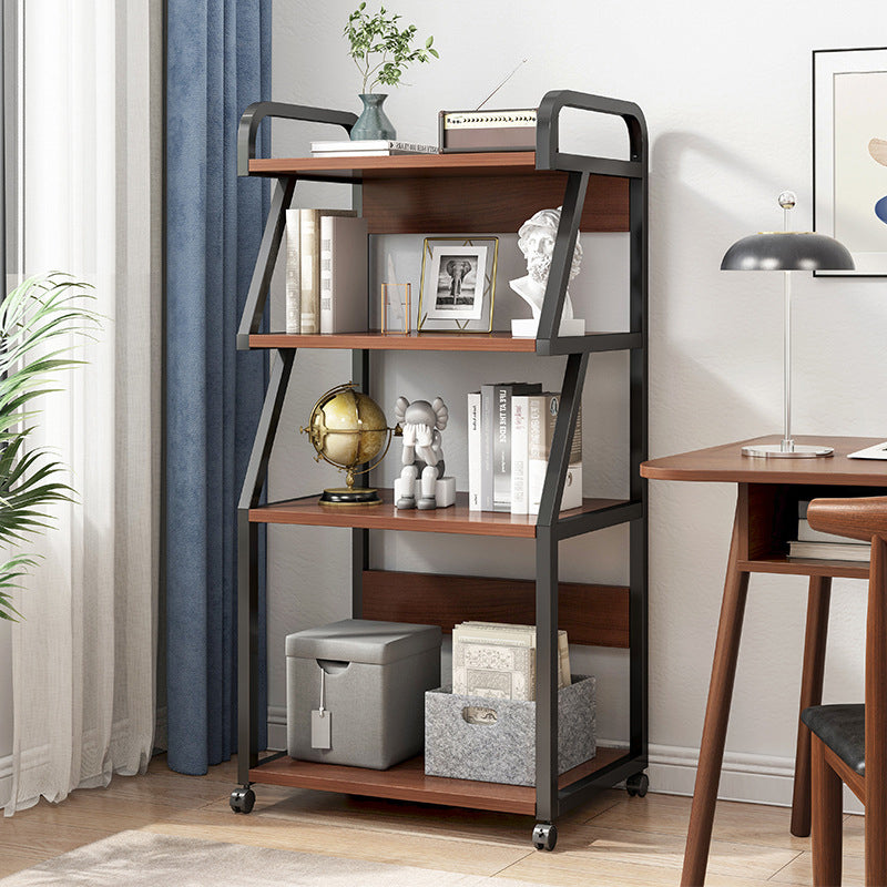 Ladder Wood and Metal Bookshelf, Multi Tiers Contemporary Bookcase for Living Room