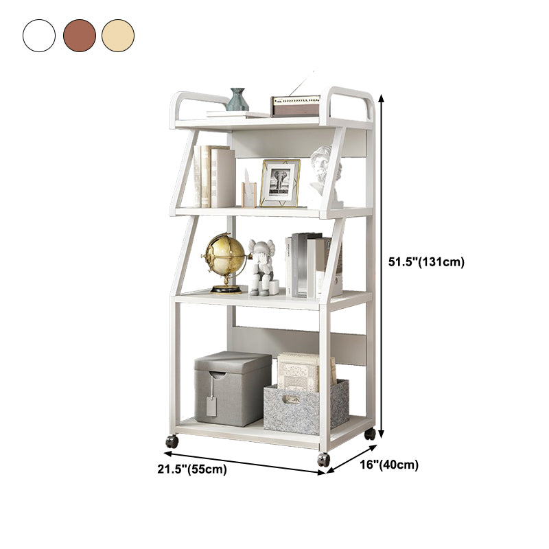 Ladder Wood and Metal Bookshelf, Multi Tiers Contemporary Bookcase for Living Room