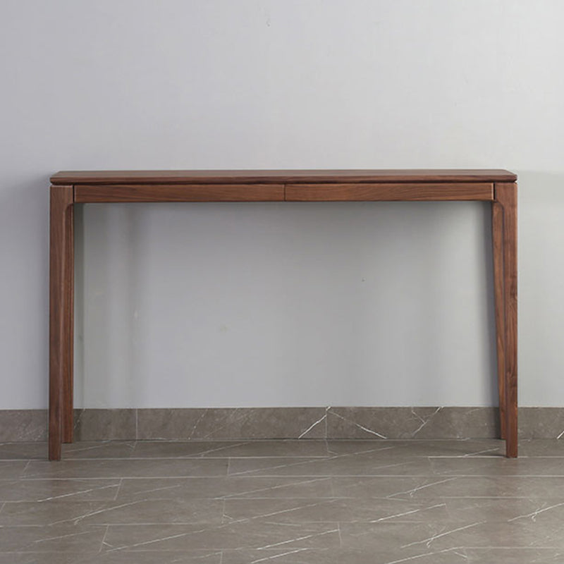 Mid-Century Modern Sofa Table 4 Legs Wood Rectangle Storage Walnut Console Table