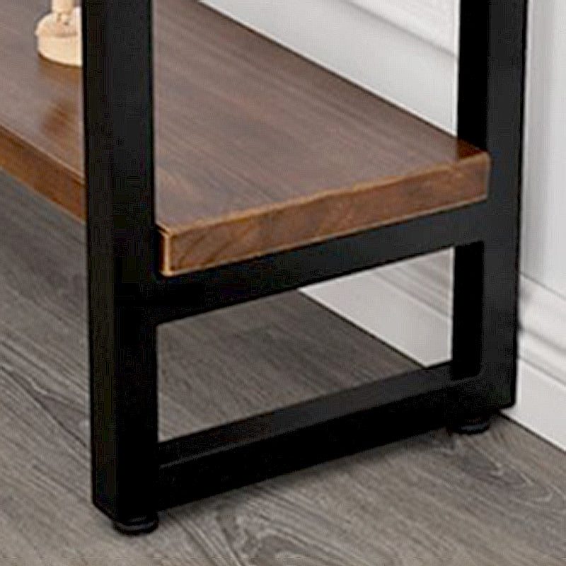 Storage Console Table Trestle Solid Wood Console Table in Brone with Shelf