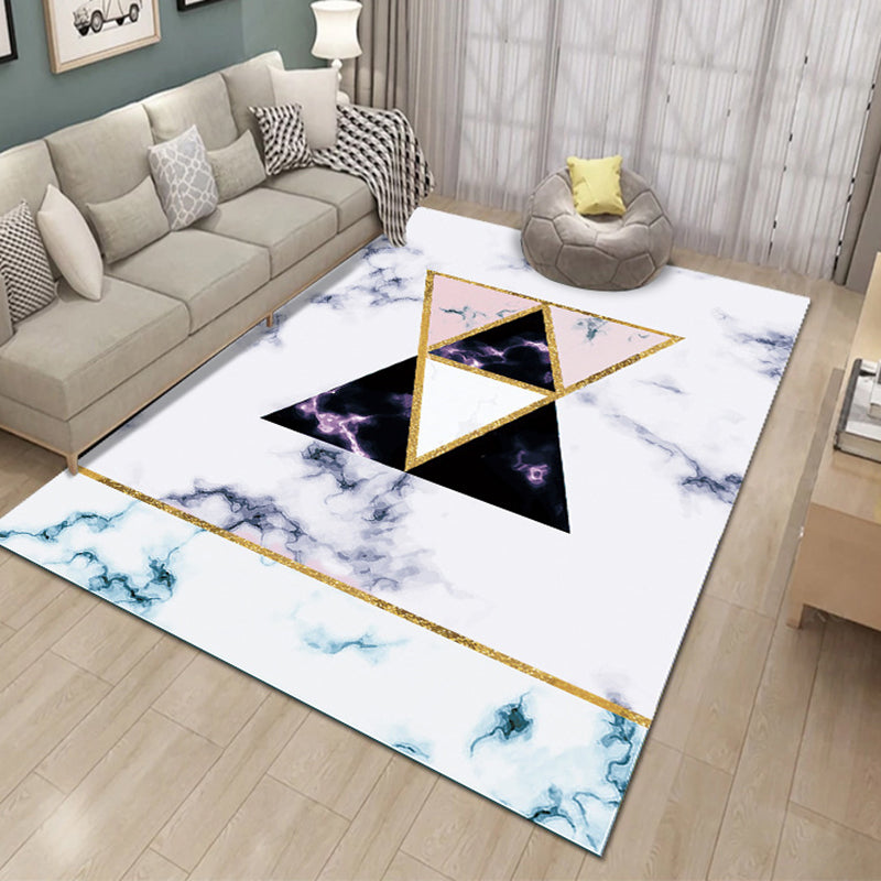 Stylish Abstract Print Carpet Washable Rug Polyester Stain Resistant Carpet for Home Decor
