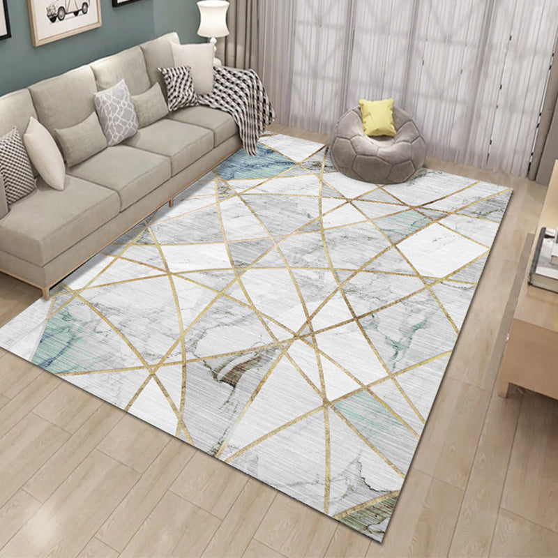Stylish Abstract Print Carpet Washable Rug Polyester Stain Resistant Carpet for Home Decor