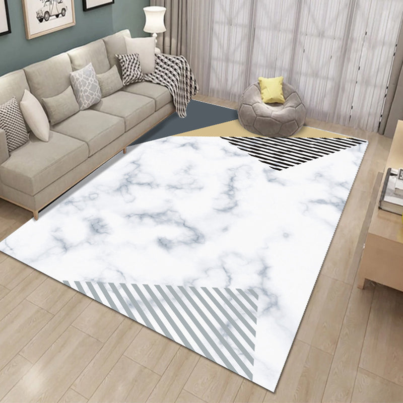Stylish Abstract Print Carpet Washable Rug Polyester Stain Resistant Carpet for Home Decor