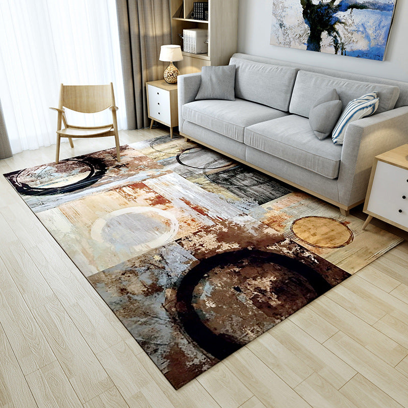 Contemporary Rug Abstract Pattern Basic Area Rug Polyester Anti-Slip Rug for Living Room