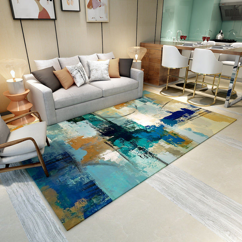 Contemporary Rug Abstract Pattern Basic Area Rug Polyester Anti-Slip Rug for Living Room