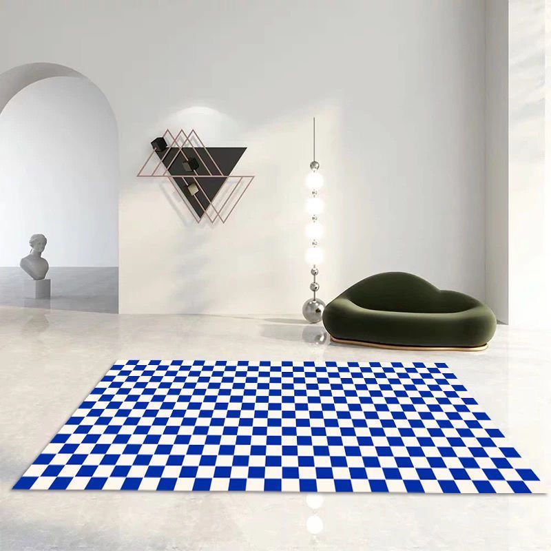 Modern Plaid Carpet Polyester Indoor Rug Non-Slip Backing Rug for Home Decoration