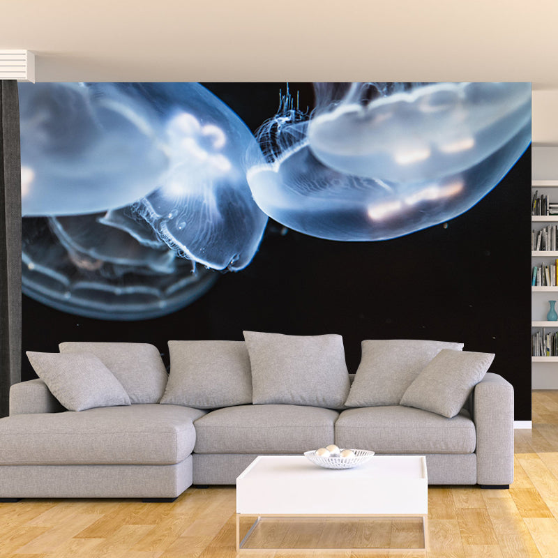 Pleasing Wall Mural Jellyfish Printed Sitting Room Wall Mural