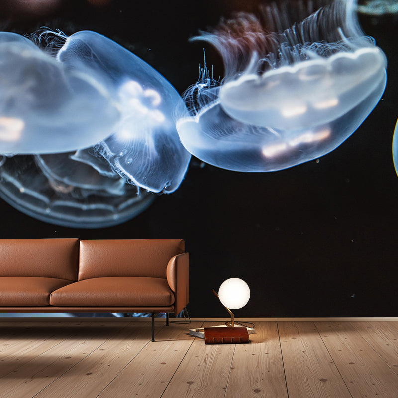 Pleasing Wall Mural Jellyfish Printed Sitting Room Wall Mural