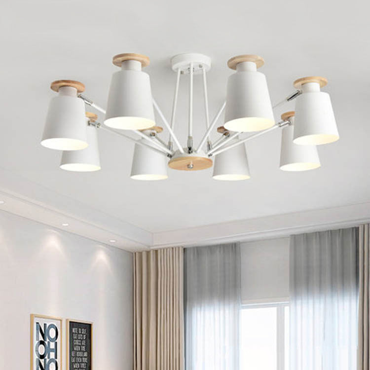Rotatable Bucket Shade Chandelier Nordic Simple Metal Pendant Light for Living Room