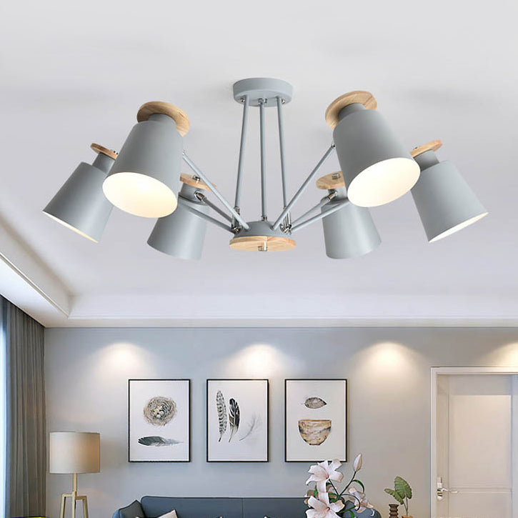 Rotatable Bucket Shade Chandelier Nordic Simple Metal Pendant Light for Living Room