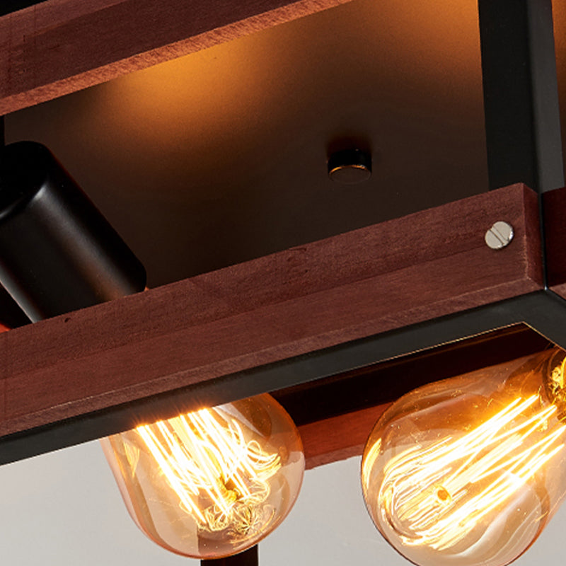Metal Square Flush Mount Light Industrial 2 Lights Flush Mount Ceiling Fixture in Black