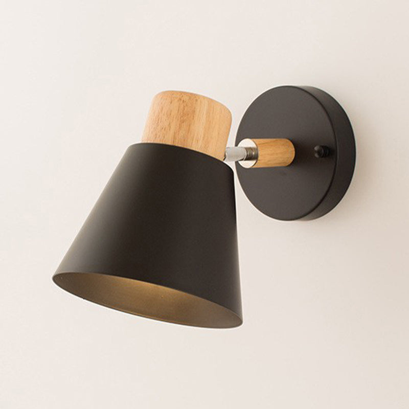 Modernism Metal Shaded Wall Light Polish Finish Wood Lighting for Room