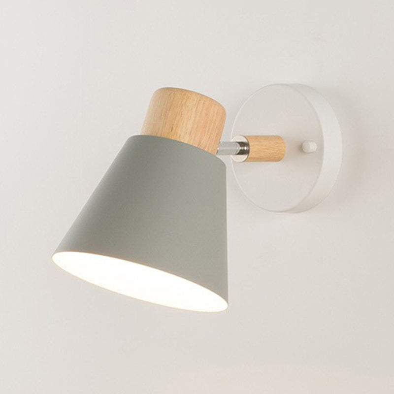 Modernism Metal Shaded Wall Light Polish Finish Wood Lighting for Room