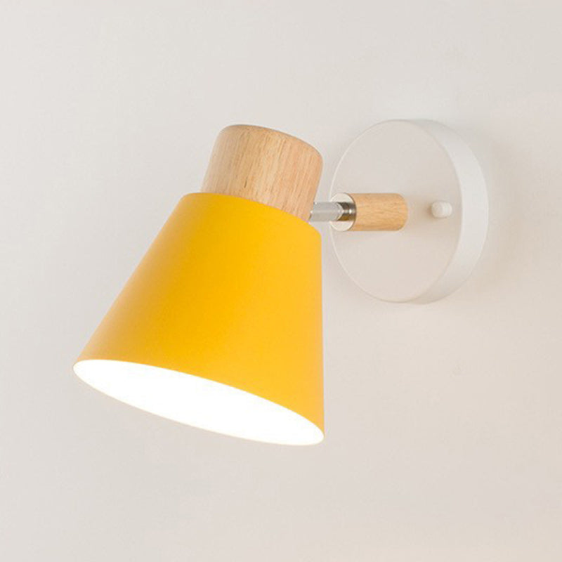 Modernism Metal Shaded Wall Light Polish Finish Wood Lighting for Room