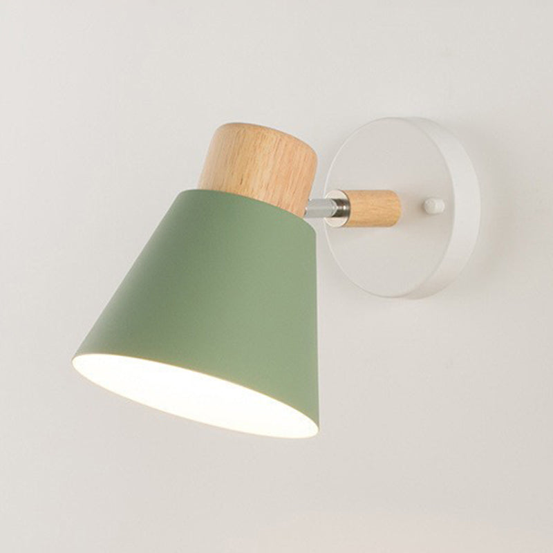 Modernism Metal Shaded Wall Light Polish Finish Wood Lighting for Room